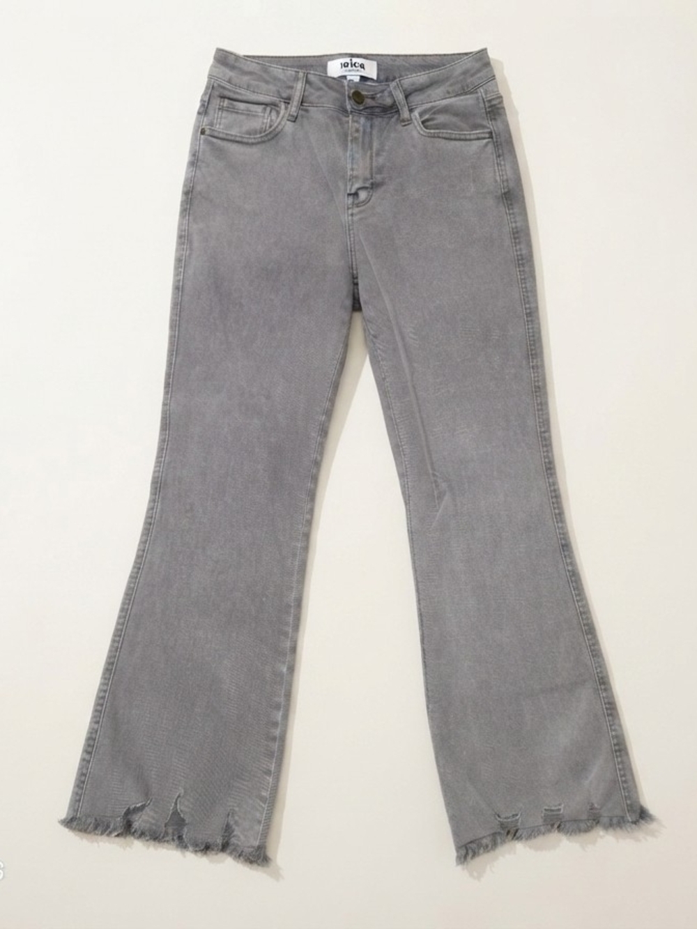 Mica Los Angeles Gray Flare Jeans Raw Hem Size 27 EUC